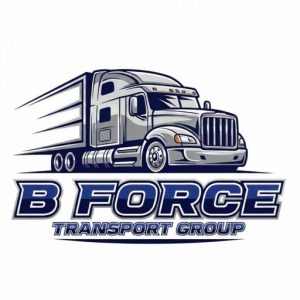 Logo with Truck shown and Bold letters company name